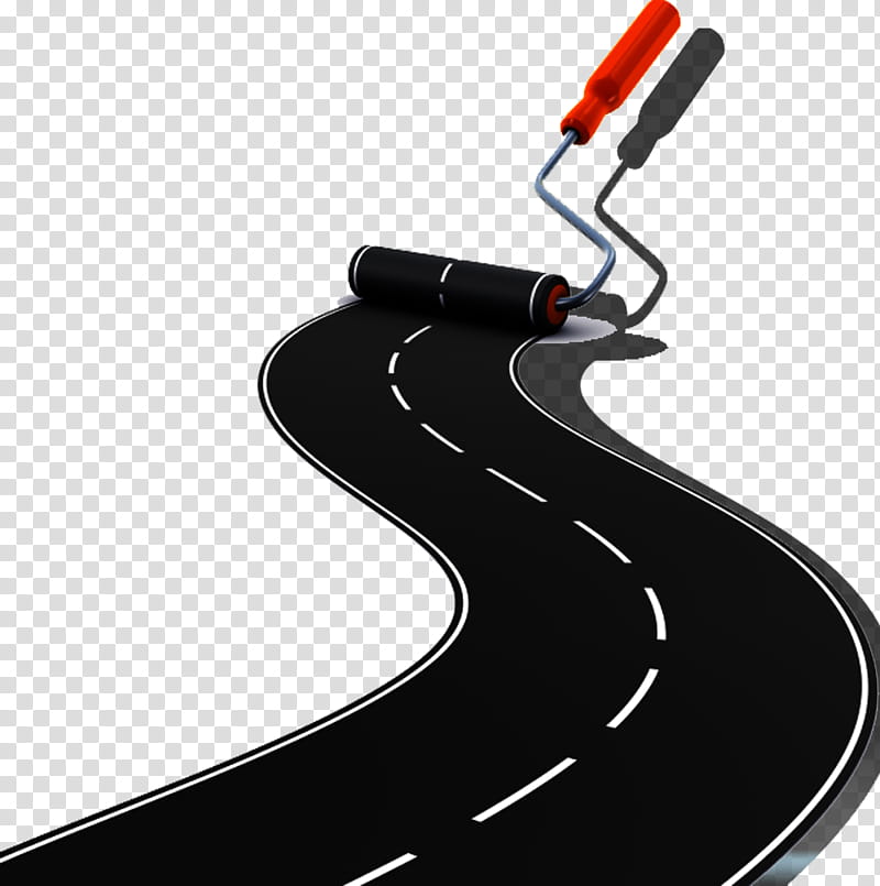 Painted road , red and black paint roller and black road transparent background PNG clipart