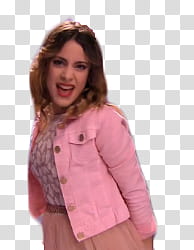 Martina Stoessel y Mercedes Lambre, smiling woman wearing pink jacket transparent background PNG clipart