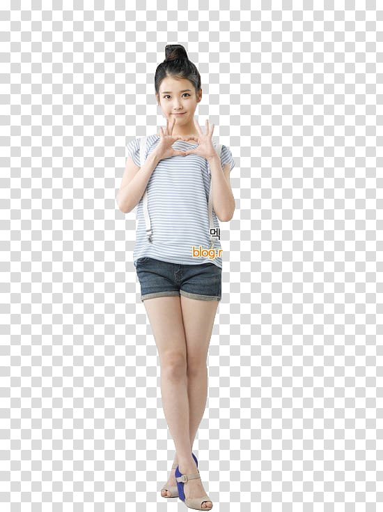 IU, woman doing heart hand sign transparent background PNG clipart