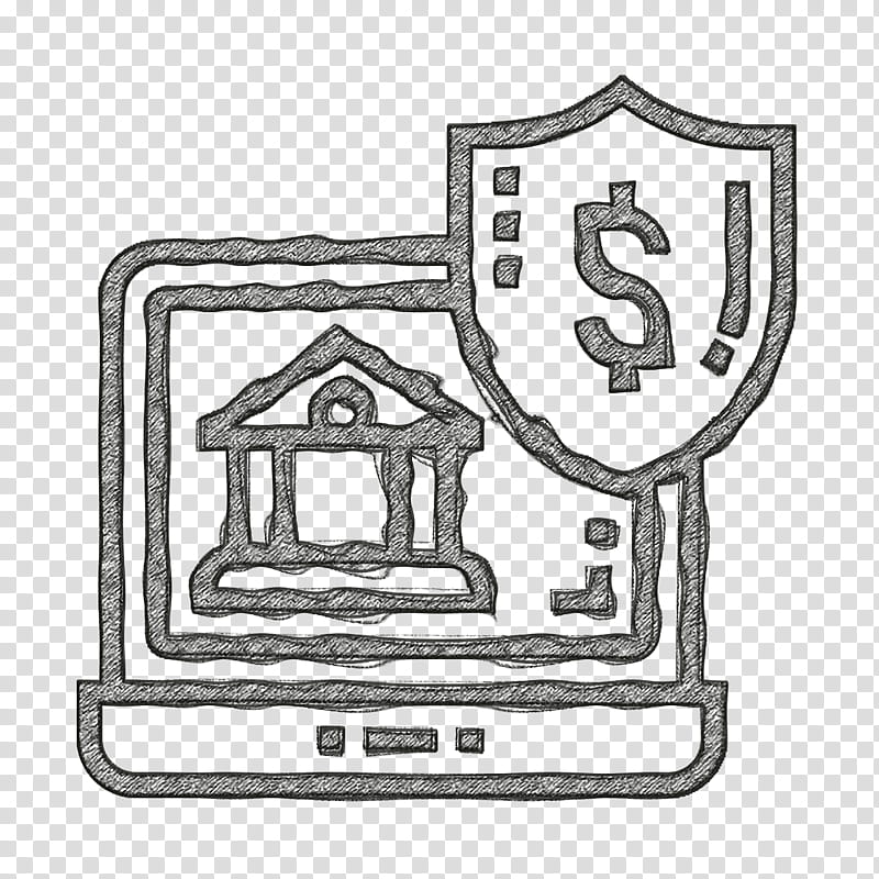 Bank icon Digital Banking icon Online banking icon, Line Art, House, Signage, Coloring Book transparent background PNG clipart