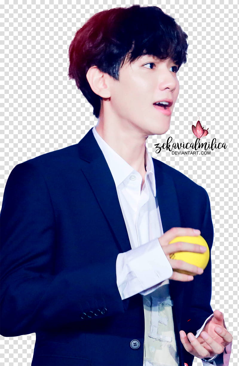 EXO Baekhyun, man holding tennis ball transparent background PNG clipart