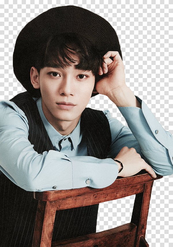 Chen EXO S, man sitting backwards on chair transparent background PNG clipart