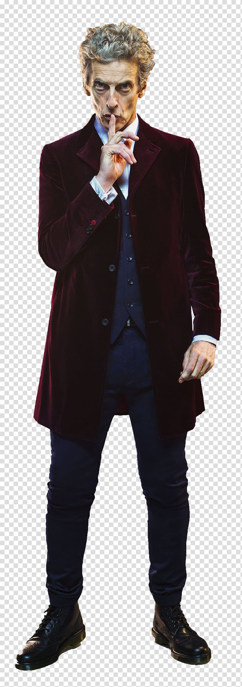 Doctor Who Season , man in maroon blazer and blue suit standing transparent background PNG clipart