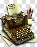 Steampunk Icon Set in format, Typewriter, brown typewriter illustration transparent background PNG clipart