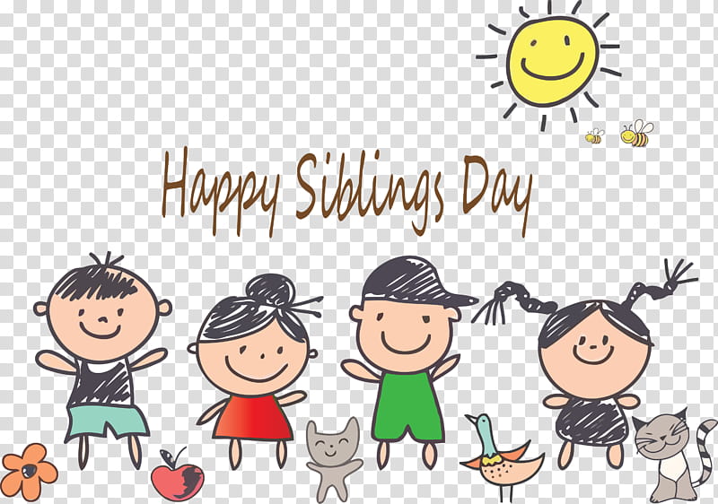Siblings Day Happy Siblings Day National Siblings Day, Cartoon, People, Text, Social Group, Sharing, Friendship, Child transparent background PNG clipart