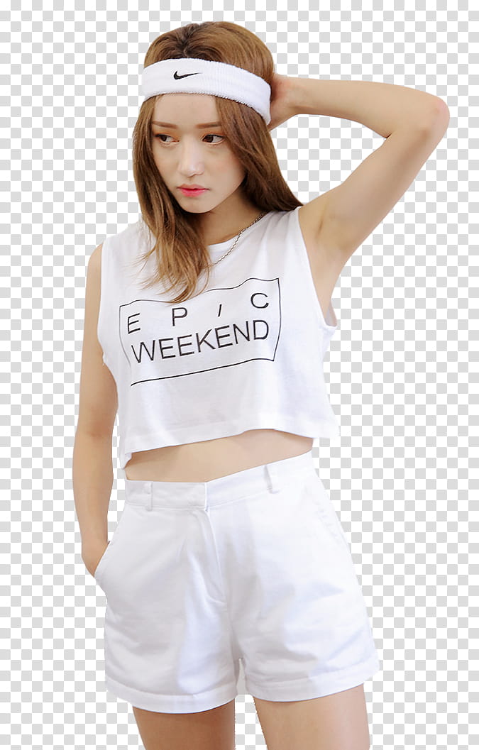 Ulzzang Sora, woman wearing white crop-top transparent background PNG clipart