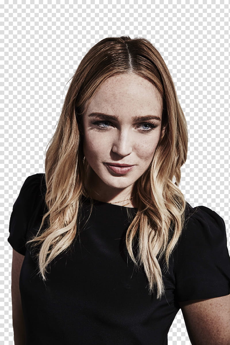 CAITY LOTZ, woman wearing black short-sleeved top transparent background PNG clipart