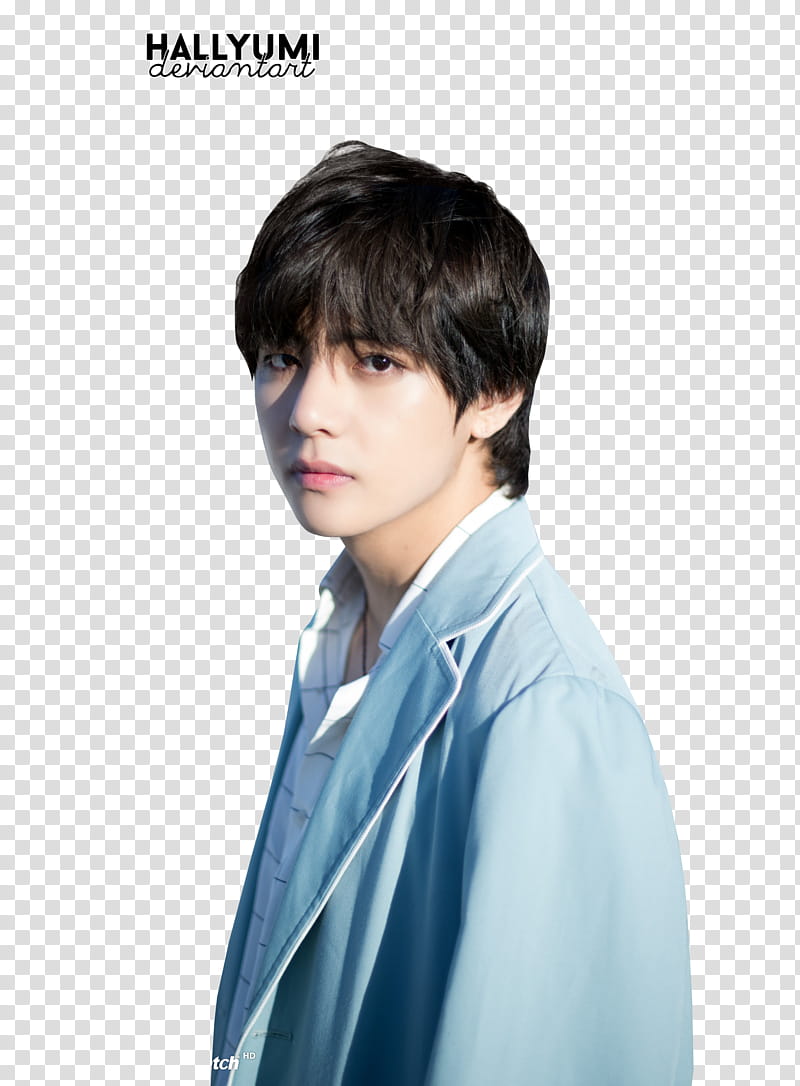 Taehyung BTS TH ANNIVERSARY, men's teal notched lapel top transparent background PNG clipart