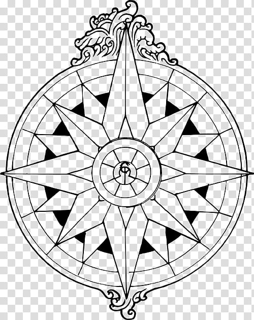 Ornamental Compass Roses ressource , round black ornate art transparent background PNG clipart