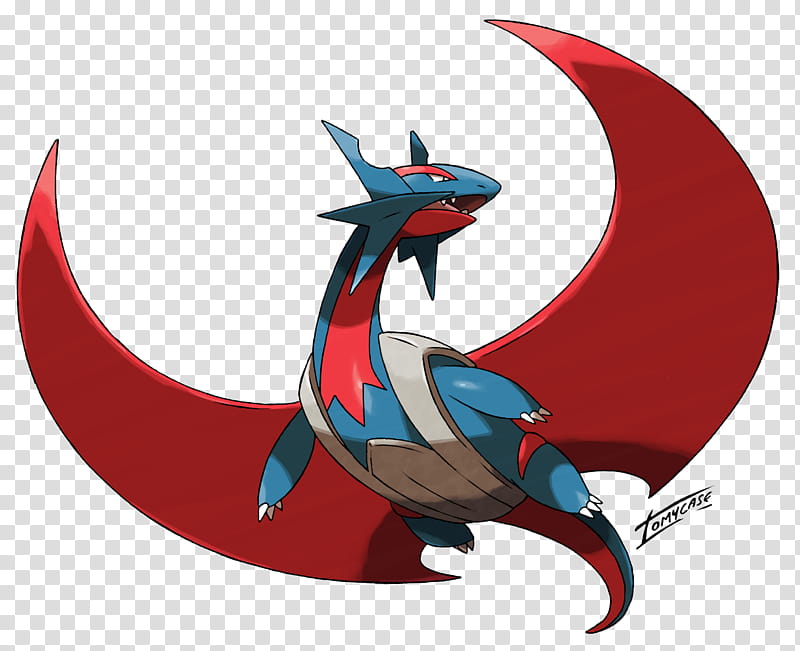 Salamence official design edited, Mega Evolution dragon Pokemon illustration transparent background PNG clipart