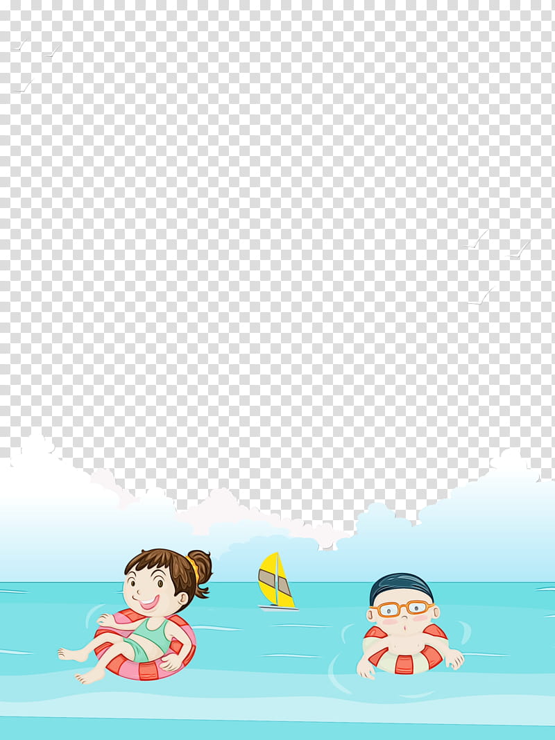 Summer Swimming, Cartoon, Water, Vacation, Computer, Happiness, Sky, Aqua transparent background PNG clipart