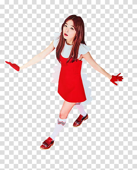 Red Velvet Render , woman wearing white and red dress transparent background PNG clipart