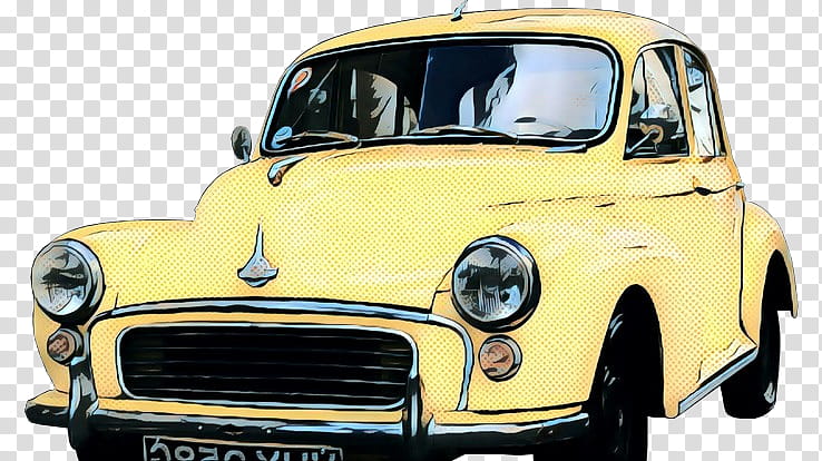 pop art retro vintage, Morris Minor, Car, Compact Car, Vehicle, Vintage Car, Morris Motors, Electric Motor transparent background PNG clipart
