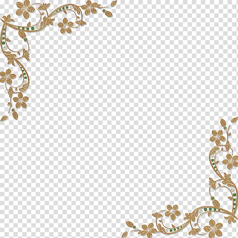 Golden Floral Corners Frame , brown flowers illustration transparent background PNG clipart