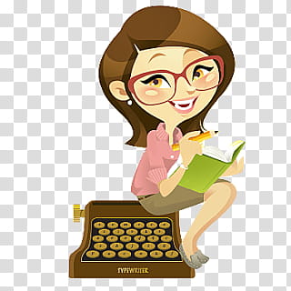 Dolls, female sitting on typewriter transparent background PNG clipart