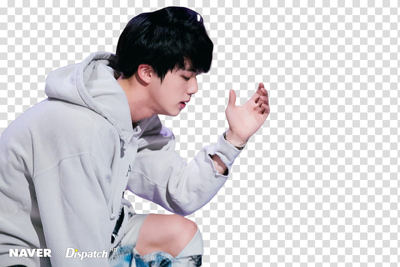 Seokjin BTS, man wearing gray hoodie transparent background PNG clipart