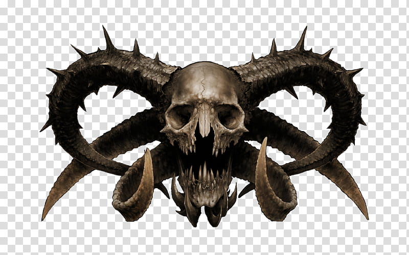 Skull Diabolical, skull with horns transparent background PNG clipart