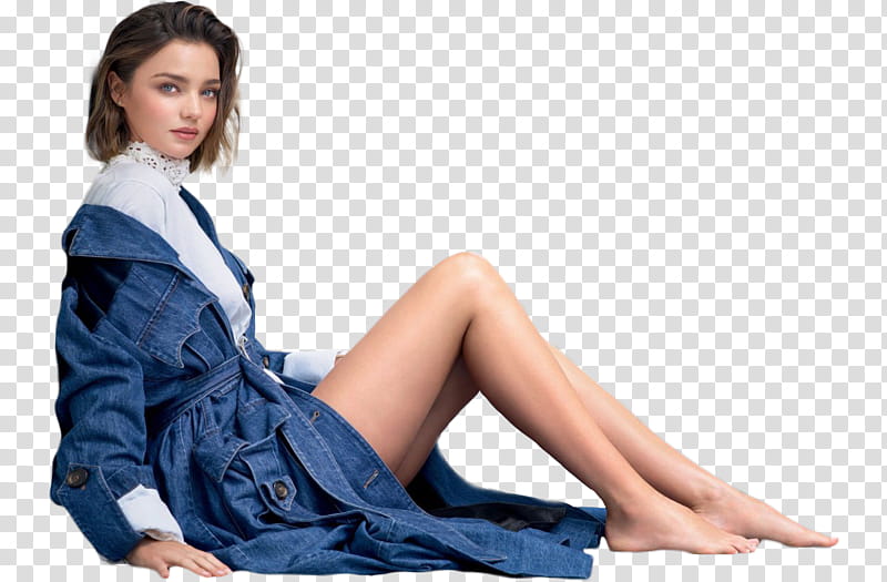 Miranda Kerr, woman in blue denim robe illustratio transparent background PNG clipart