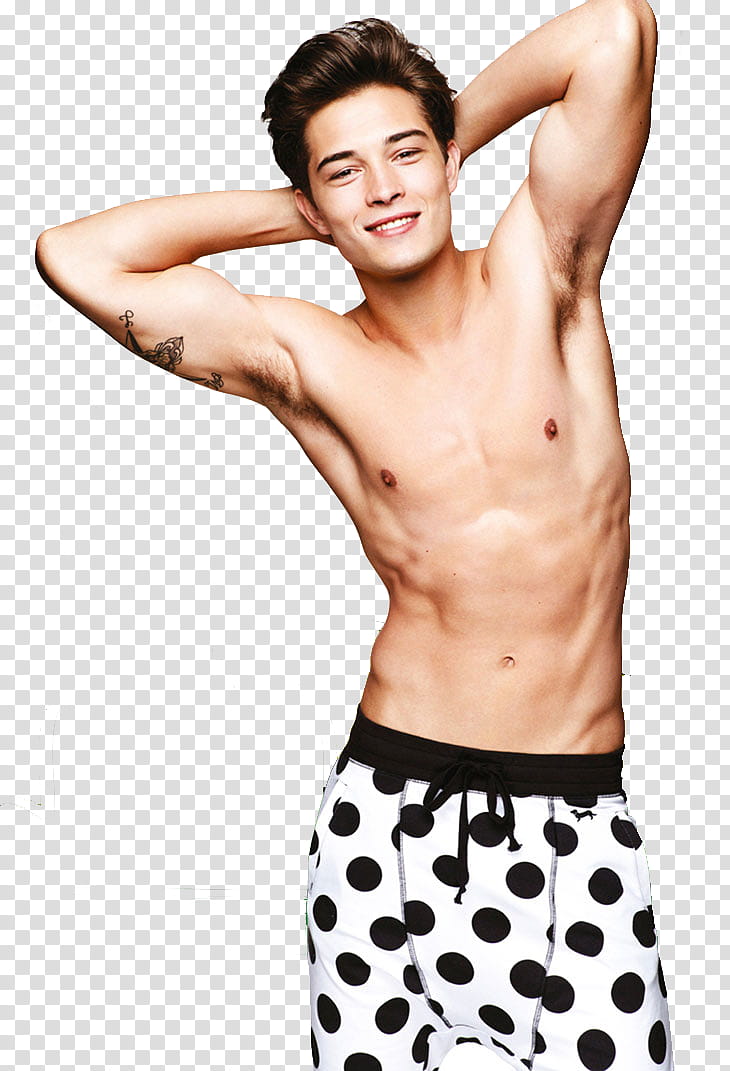 Francisco Lachowski, half naked man in black and white polka-dot bottoms transparent background PNG clipart