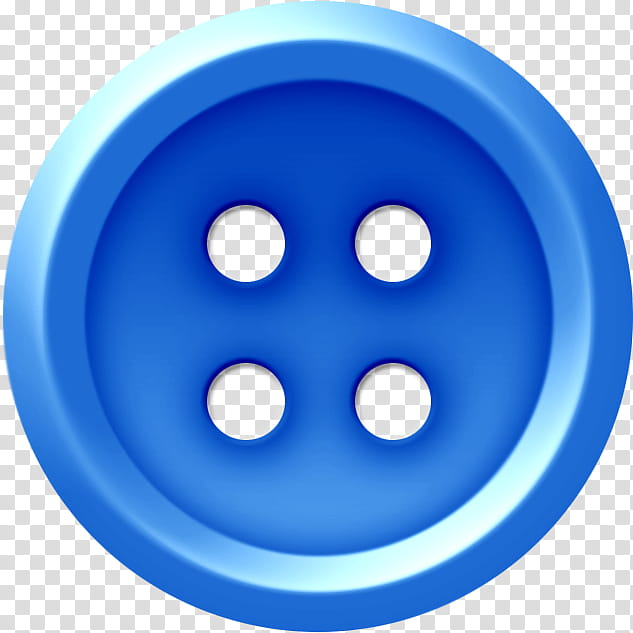 Buttons, round blue 4-hole garment button illustration, png
