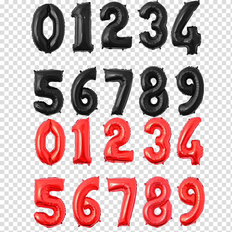 black and red numbers - balloons transparent background PNG clipart