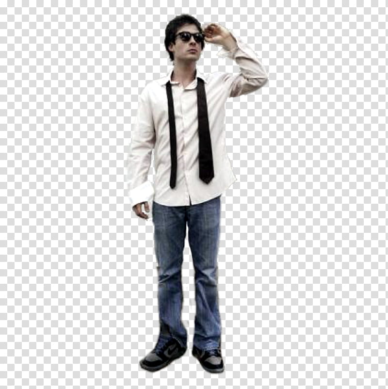ian somerhalder, man wearing white dress shirt and blue denim jeans outfit transparent background PNG clipart