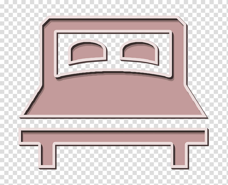 Room icon Double king size bed icon buildings icon, Hotel Services Icon, Pink, Furniture, Cartoon, Table, Chair, Step Stool transparent background PNG clipart