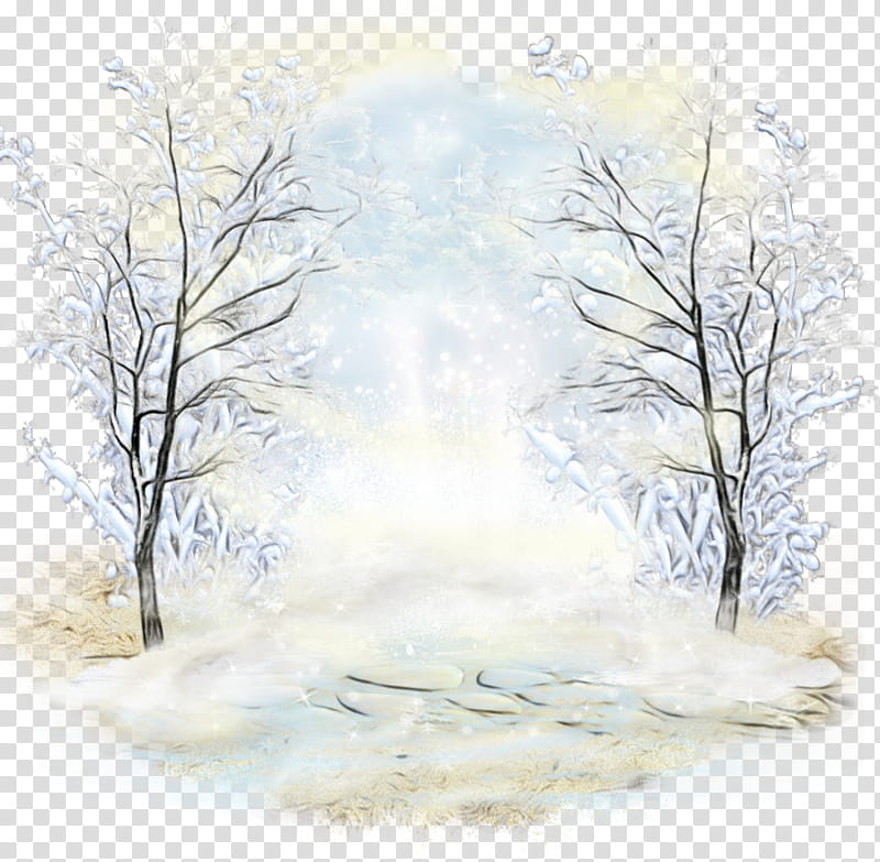 tree atmospheric phenomenon branch sky winter, Watercolor, Paint, Wet Ink, Winter
, Twig, Plant, Landscape transparent background PNG clipart