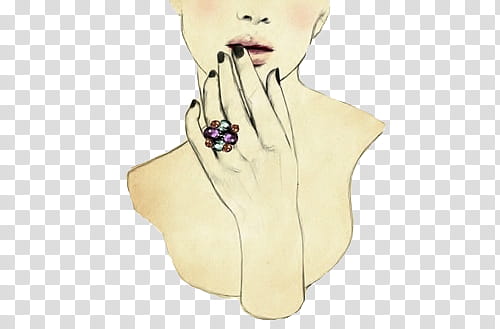 , woman wearing multicolored ring transparent background PNG clipart