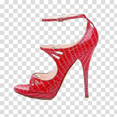 Shoes Mode Style, unpaired red leather open-toe platform pumps transparent background PNG clipart