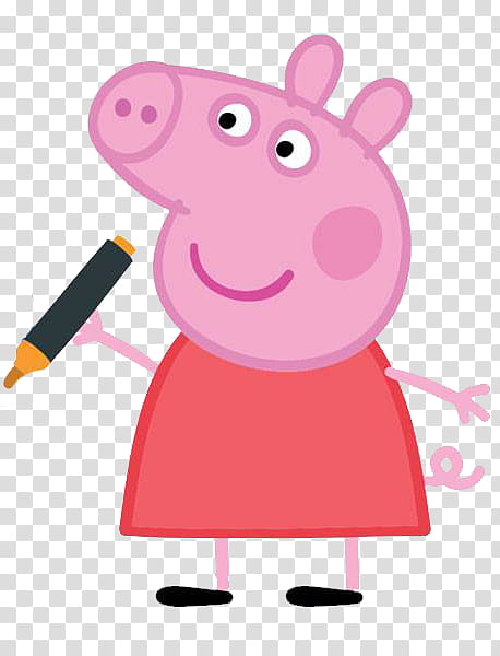 Peppa Pig holding a pen transparent background PNG clipart