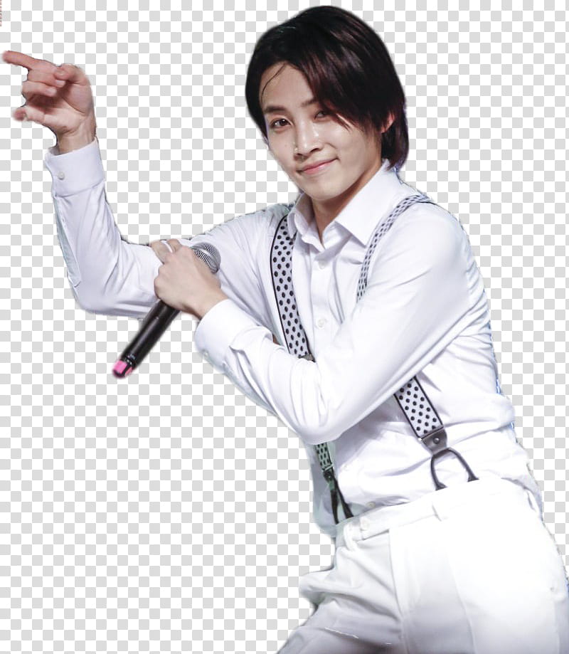 Jeonghan Seventeen, man holding black microphone transparent background PNG clipart