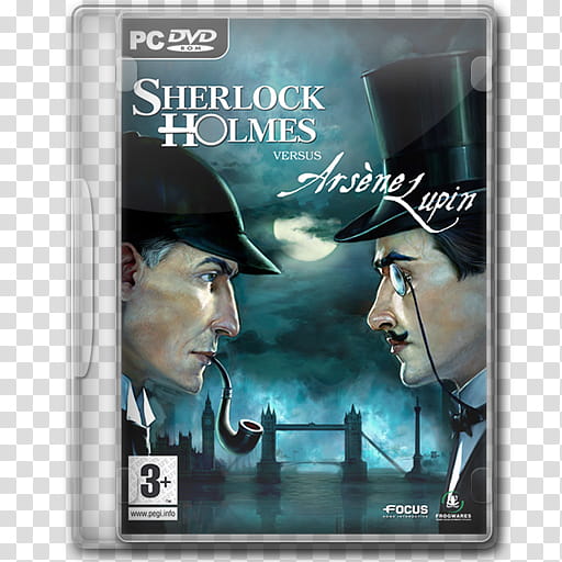 Game Icons , Sherlock-Holmes-versus-Arsene-Lupin, PC DVD Sherlock Holmes versus Arsene Lupin case transparent background PNG clipart