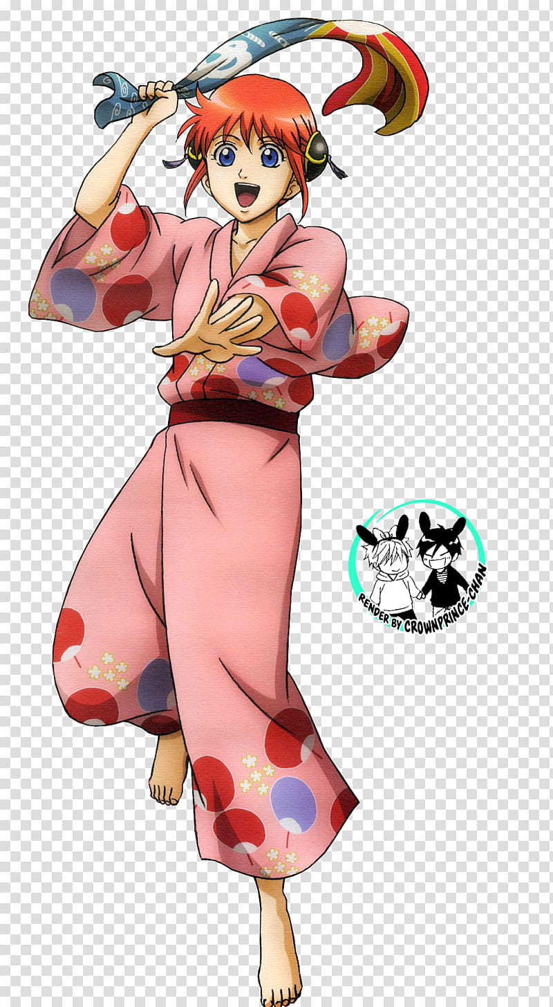RENDER Kagura Gintama, woman in pink jumpsuit illustration transparent background PNG clipart