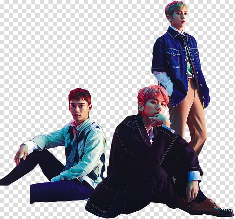 EXO CBX Magic, three Exo members posing together transparent background PNG clipart