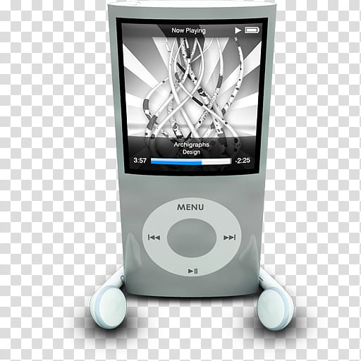 Archigraphs Nanos Icons, iPodPhonesSilver_Archigraphs_x, gray iPod Nano th generation transparent background PNG clipart