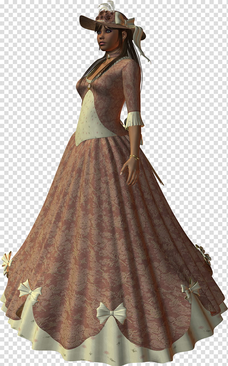 Victorian Lady, woman in brown dress transparent background PNG clipart