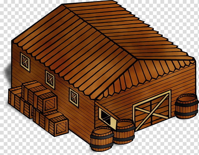 house wood roof log cabin shed, Watercolor, Paint, Wet Ink, Building transparent background PNG clipart