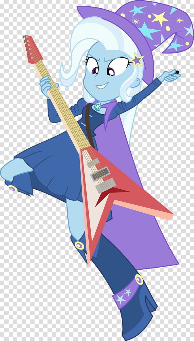 Rockin&#; Trixie, girl in blue and purple dress playing electric guitar illustration transparent background PNG clipart