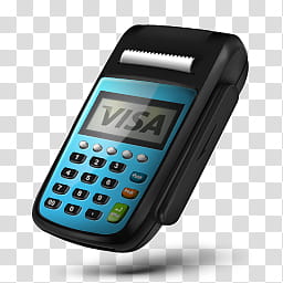 Pos Machine Icons, visa-, blue and black payment terminal machine art transparent background PNG clipart