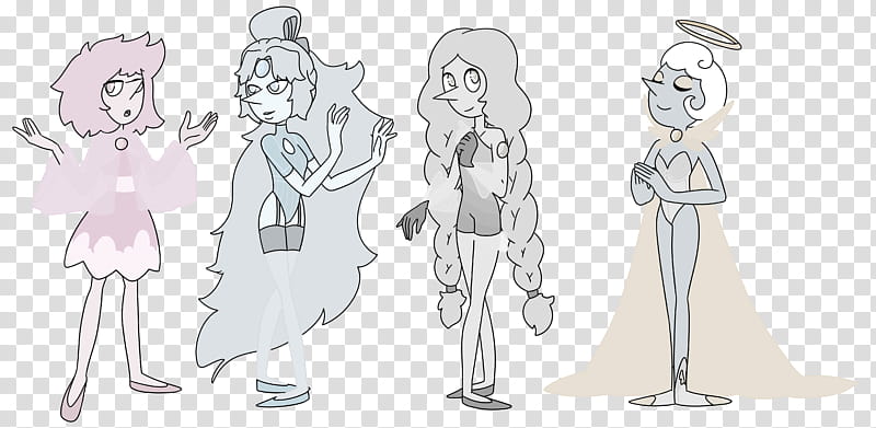 SU Super Light Pearl Adopts closed, four female sketches transparent background PNG clipart