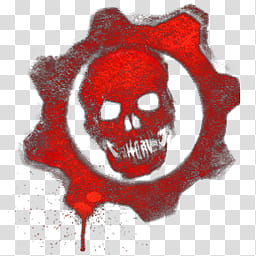 Gears of War Skull No text, red skull with gear illustration transparent background PNG clipart