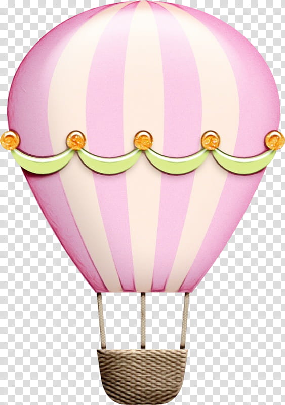 Hot air balloon, Watercolor, Paint, Wet Ink, Pink, Lighting, Vehicle, Magenta transparent background PNG clipart
