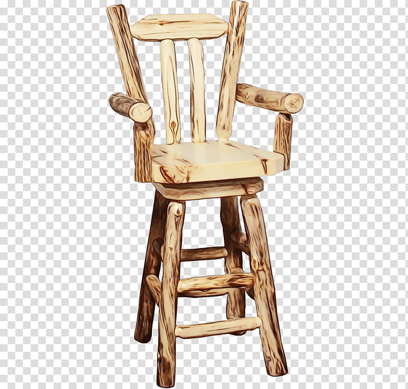 furniture chair bar stool wood, Watercolor, Paint, Wet Ink transparent background PNG clipart