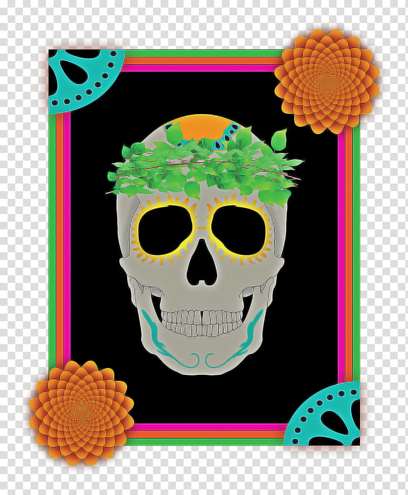 bone skull turquoise teal yellow transparent background PNG clipart