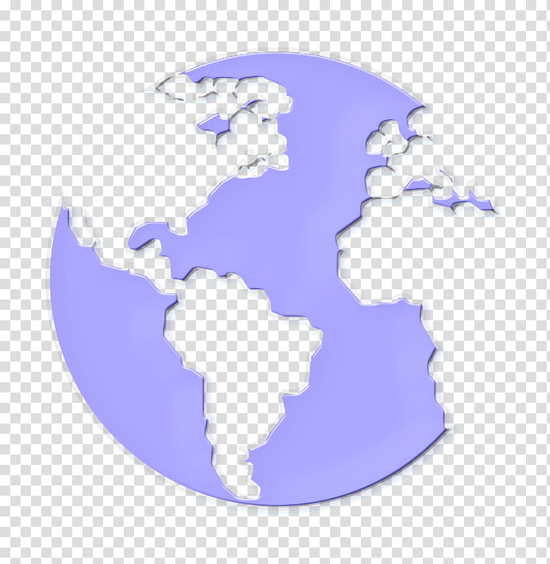 Globe icon Earth Icons icon Earth globe with continents maps icon, Maps And Flags Icon, Purple, Violet, Cloud, Lavender, World, Sticker transparent background PNG clipart