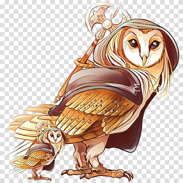 owl bird bird of prey cartoon mythology, Animated Cartoon, Barn Owl, Falconiformes transparent background PNG clipart