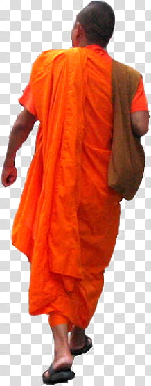 cut out monk, man walking and carrying bag transparent background PNG clipart
