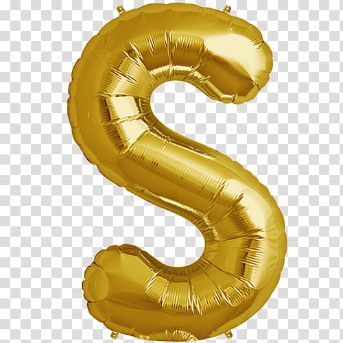 Cryba, gold letter S inflatable balloon transparent background PNG clipart