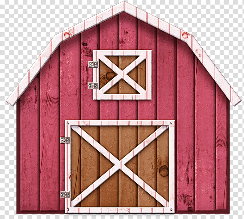 pink shed barn wood building, Door, Facade, Window, House transparent background PNG clipart